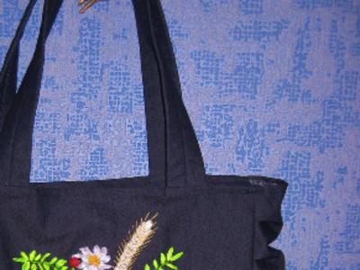Джинсовая сумка с маками - ручная рабо